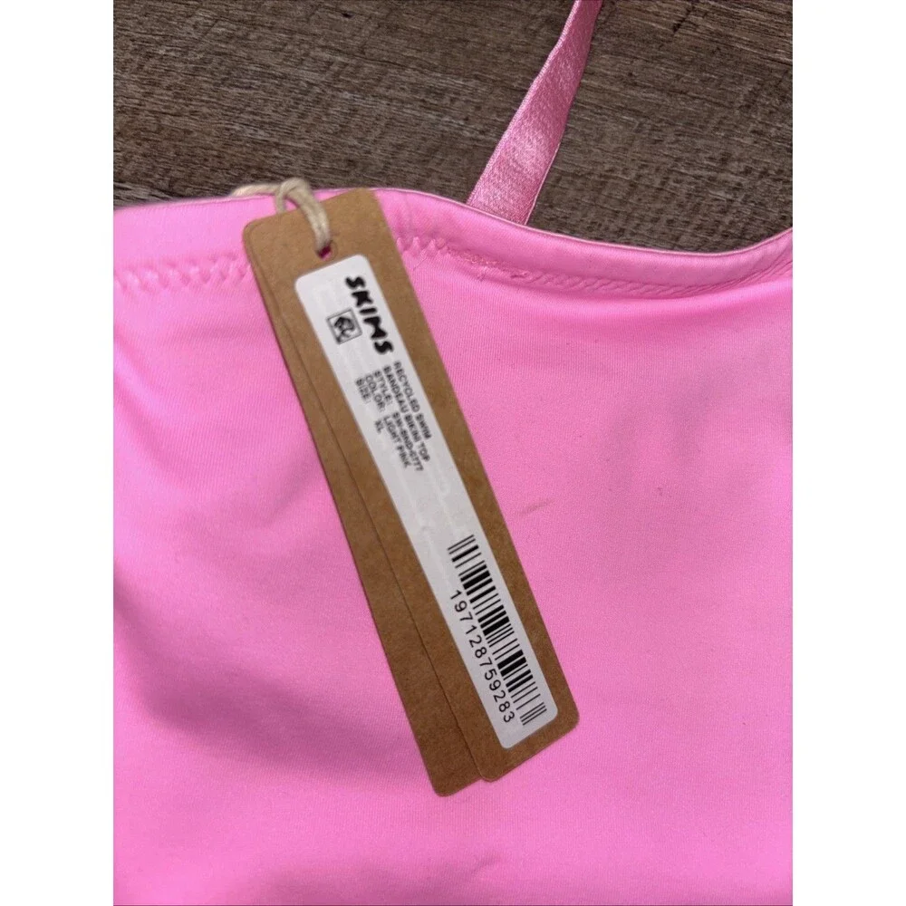 Skims Swim Taffy Bandeau Bikini Top XL New Removable Adjust Strap Boning Pink